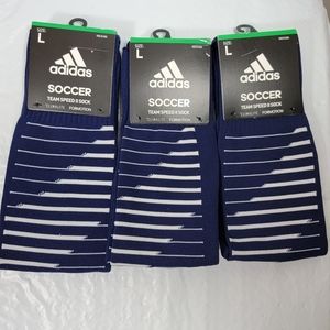 Adidas Unisex Team Speed II Soccer Socks Dark Blue Lot Of 3